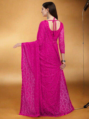 Fashion Nexa Self Design Bollywood Net Saree(Pink)