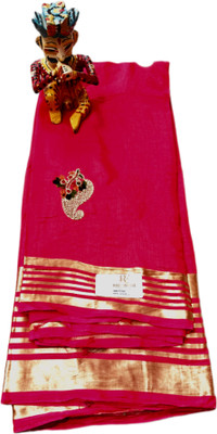 Raashreya Fashions Printed Chanderi Mulmul Saree(Pink)