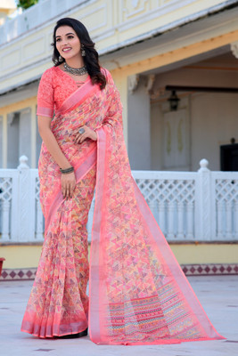 Sidhidata Printed Daily Wear Cotton Blend Saree(Multicolor)