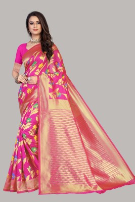 Divastri Woven Daily Wear Cotton Blend Saree(Pink)