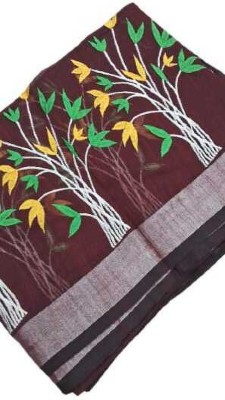 Maa dhanalaxmi Embroidered Handloom Handloom Linen Saree(Multicolor)