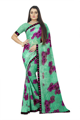 JS Clothing Mart Printed Banarasi Georgette Saree(Green)