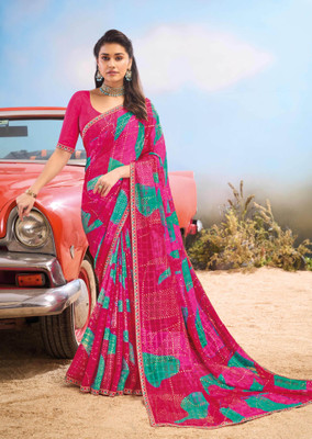 Laxmipati sarees Printed Daily Wear Chiffon Saree(Pink)