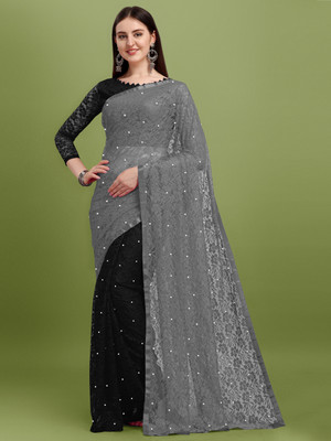 LOROFY Self Design Bollywood Net Saree(Multicolor)