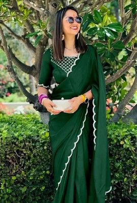 Kathiyawade Solid/Plain Banarasi Georgette Saree(Multicolor)