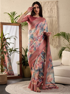 Sareemall Digital Print Chinnalapattu Silk Blend Saree(Multicolor)