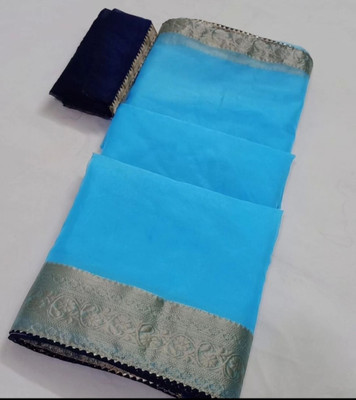 Divastri Self Design Banarasi Organza Saree(Light Blue)