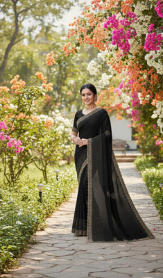 sarees Paisley, Embellished Bollywood Jimmy choo Saree(Black)