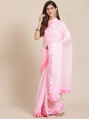 Tasrika Self Design, Embroidered Bollywood Georgette Saree(Pink)