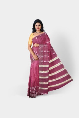 Sadgurus Striped Daily Wear Cotton Blend Saree(Pink)