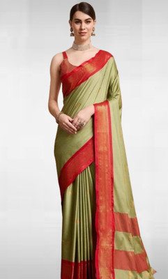 AS CREATION Self Design Kanjivaram Silk Blend Saree(Multicolor)