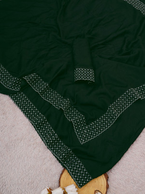 JENNVIA Self Design Bollywood Georgette Saree(Dark Green)