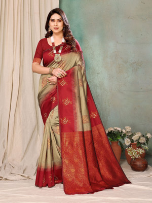 Soor Panchi Woven Banarasi Pure Silk Saree(Brown)