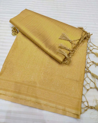 Charmi Fashion Woven Kanjivaram Pure Silk Saree(Yellow)