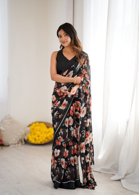 Divastri Printed Banarasi Silk Blend Saree(Multicolor)