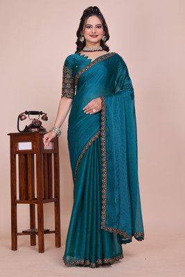 V AMAN FASHION Printed Bollywood Chiffon, Jimmy choo Saree(Green)