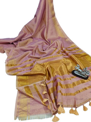 kalpana handloom Solid/Plain Tant Tissue Saree(Multicolor)