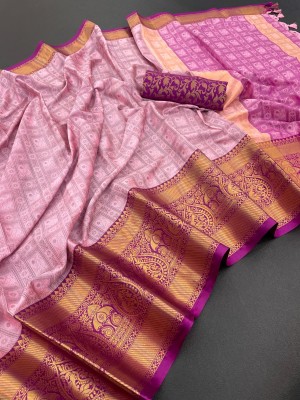 Rizanx Woven Daily Wear Cotton Silk Saree(Pink, Magenta)