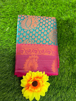 Aksh Fashion Self Design Banarasi Silk Blend Saree(Multicolor)