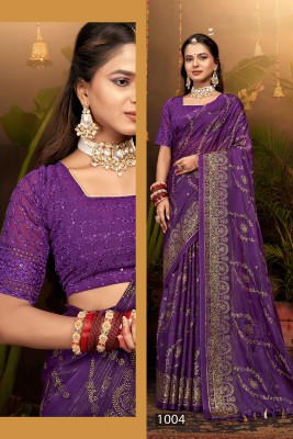 Sanskriti Synthetics Embellished Bollywood Chiffon Saree(Purple)