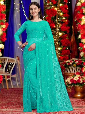 Fashion Nexa Printed Bollywood Brasso Saree(Blue)