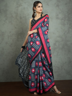 Divastri Printed Daily Wear Cotton Blend Saree(Grey)
