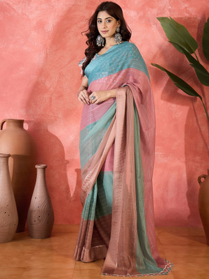 ShopGlobal Printed Daily Wear Chiffon Saree(Multicolor)