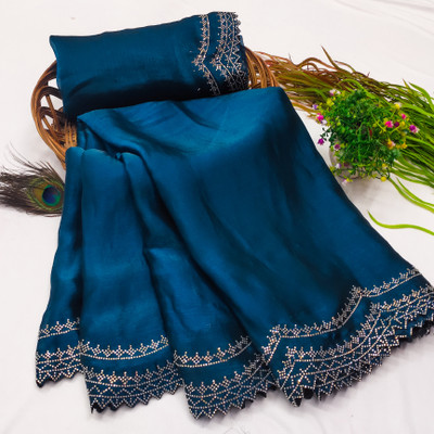 SOJITRA IMPEX Embellished Kanjivaram Chiffon Saree(Blue)
