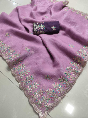 Sareez House Solid/Plain Bollywood Chiffon Saree(Multicolor)