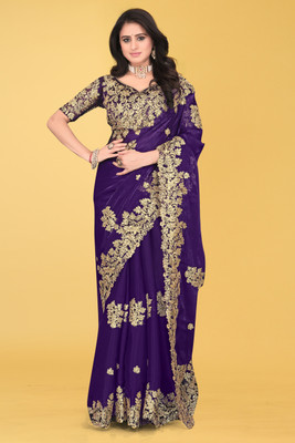 Brahmani Creation Embroidered Bollywood Georgette Saree(Purple)