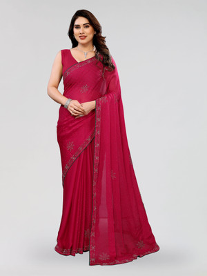 Divastri Embellished, Embroidered Bollywood Chiffon Saree(Pink)