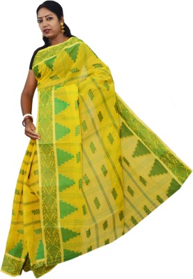 DipDiya Self Design Bollywood Pure Cotton Saree(Yellow)