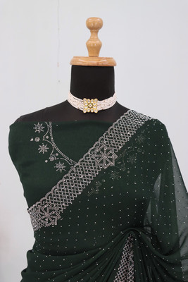 VarniRaaj Fashion Embellished Bollywood Organza Saree(Light Blue)