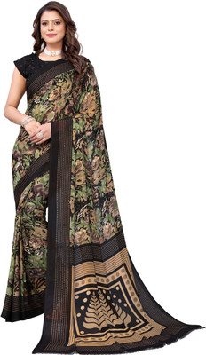 YASHIKA Printed Daily Wear Georgette Saree(Black)