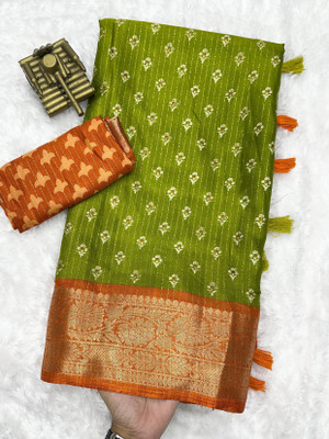 Chandan Fabrics Printed Bollywood Chanderi Saree(Multicolor)