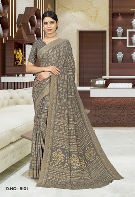 Vimla Printed Daily Wear Crepe Saree(Grey)
