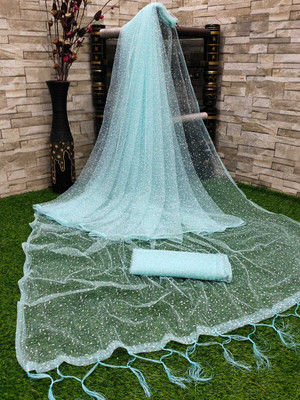 LADYSUTRA Self Design Daily Wear Net Saree(Light Blue)