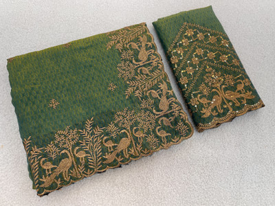 K 5 FASHION Embellished Bollywood Tissue Saree(Green)