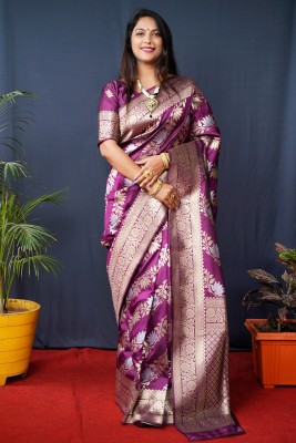 AMIRAT CLOTHING Woven Banarasi Art Silk Saree(Magenta)
