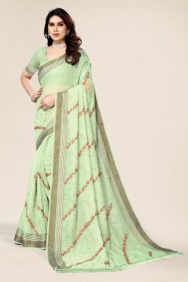 ALAGINI Embroidered, Self Design Bollywood Cotton Silk, Tussar Silk Saree(Green)