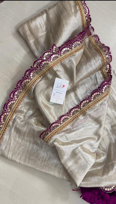 RAJ DARBAR Applique Banarasi Satin Saree(Multicolor)