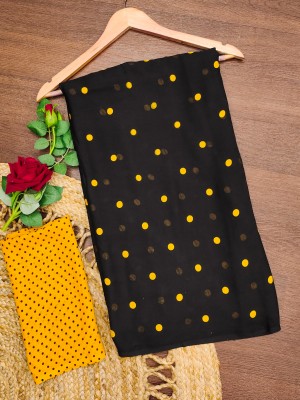 Anand Sarees Polka Print Daily Wear Georgette Saree(Yellow, Black)