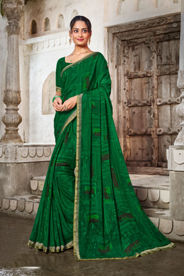 Laxmipati sarees Printed Bollywood Georgette Saree(Green)