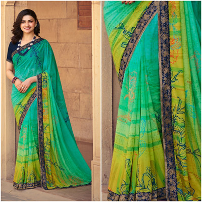 V And V Shop Printed Daily Wear Georgette Saree(Multicolor)