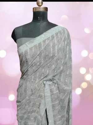 DEEPAK Woven Banarasi Silk Blend Saree(Grey)