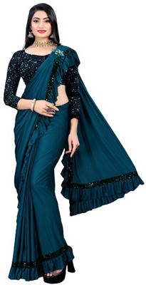 Shriwali Fashion Embellished Bollywood Lycra Blend Saree(Green)