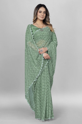 KV Fashion Printed Bollywood Lycra Blend Saree(Green)