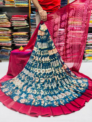 Sitanjali Printed Bollywood Georgette Saree(Light Blue)