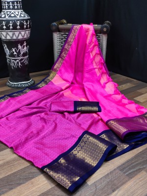 VRINDITA FASHION Embellished Assam Silk Cotton Silk Saree(Purple)