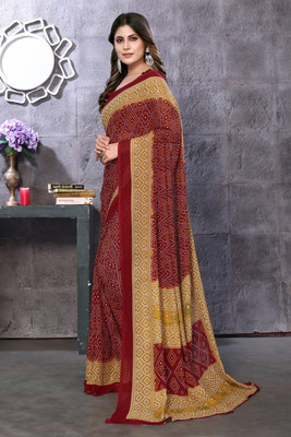 YASHIKA Dyed Daily Wear Georgette Saree(Maroon)